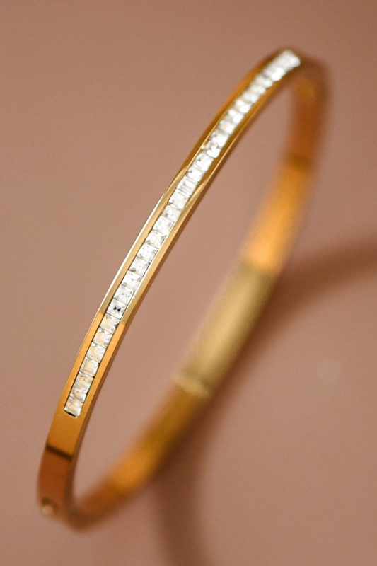 Rhinestone Gold Bangle Bracelet