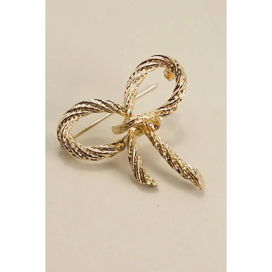 Gold Rope Bow Brooch