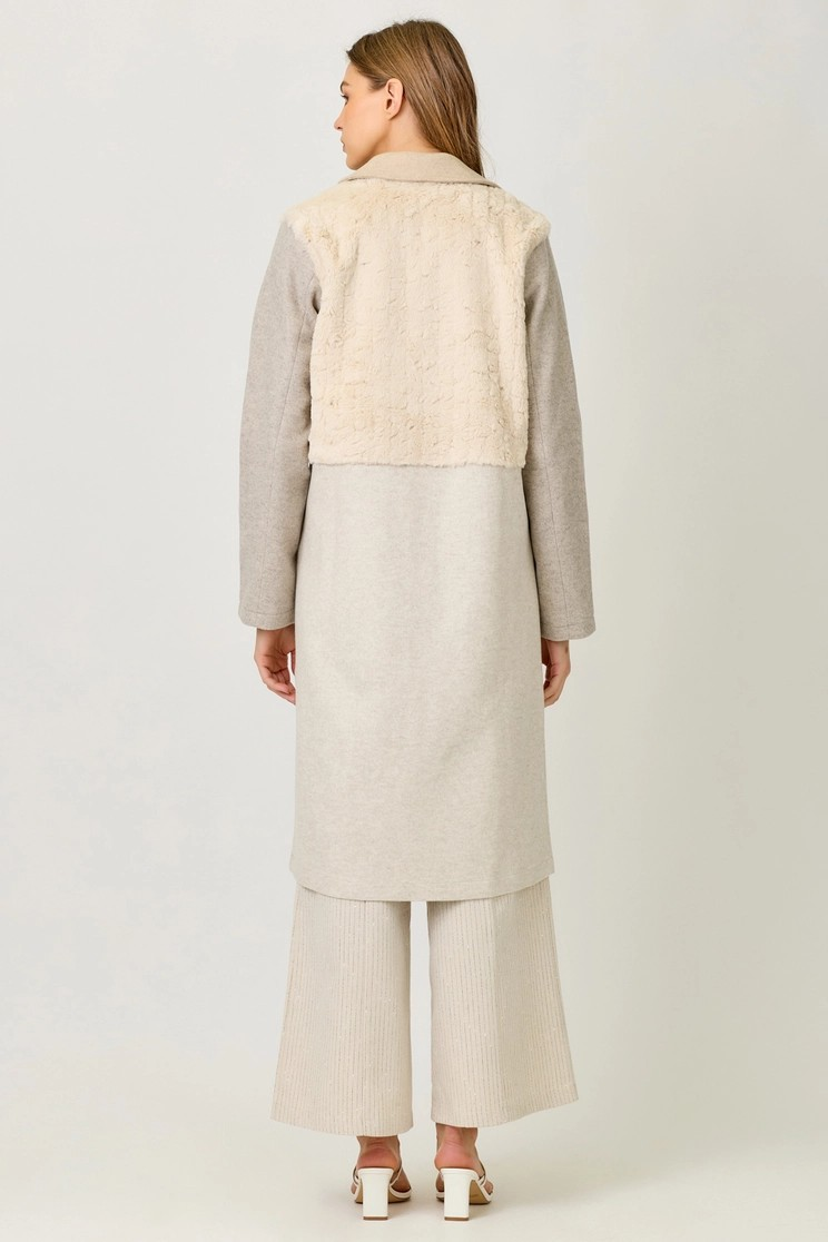 Frida Color Blocked Fur Coat