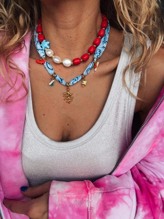 Ciel Red Beaded Necklace