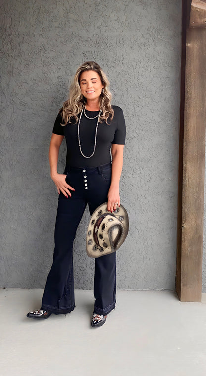 Penny Flare Button Fly Jeans