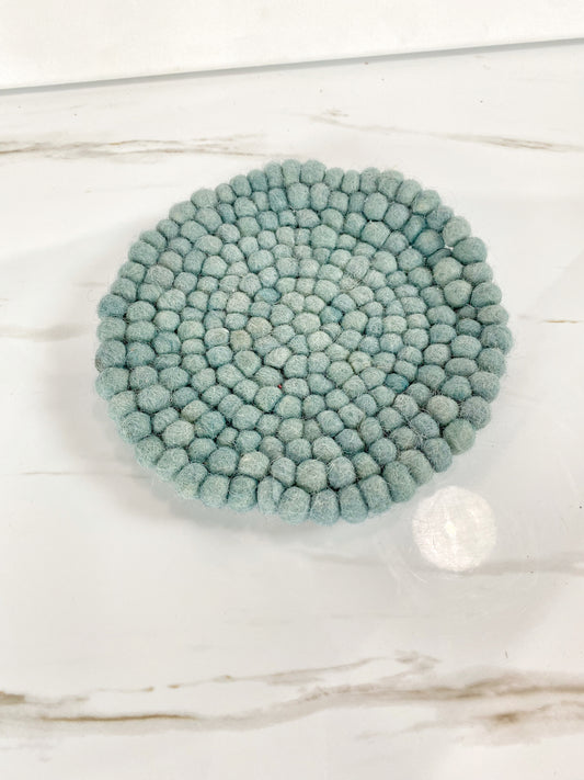 Blue Pompon Trivet
