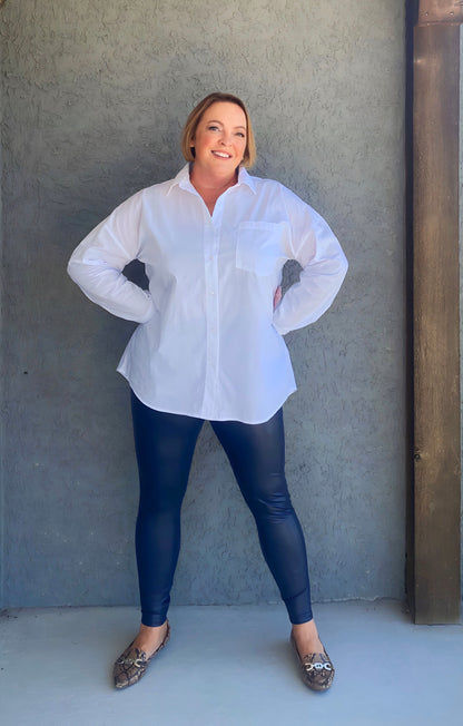 In the Navy Faux Leather Leggings