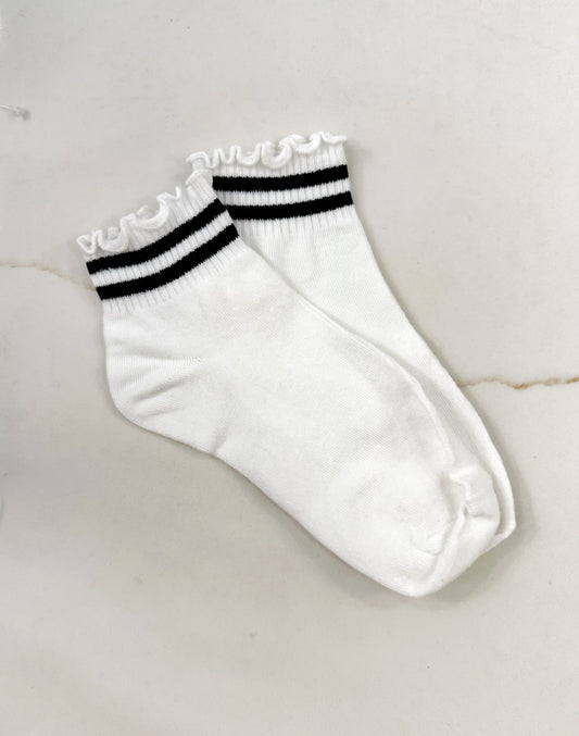 Ruffle Stripe Ankle Sock