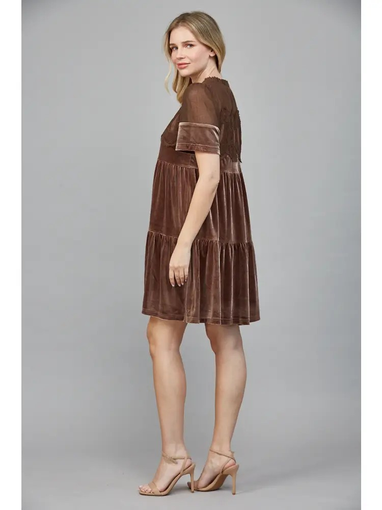 Delilah Velvet & Lace Dress