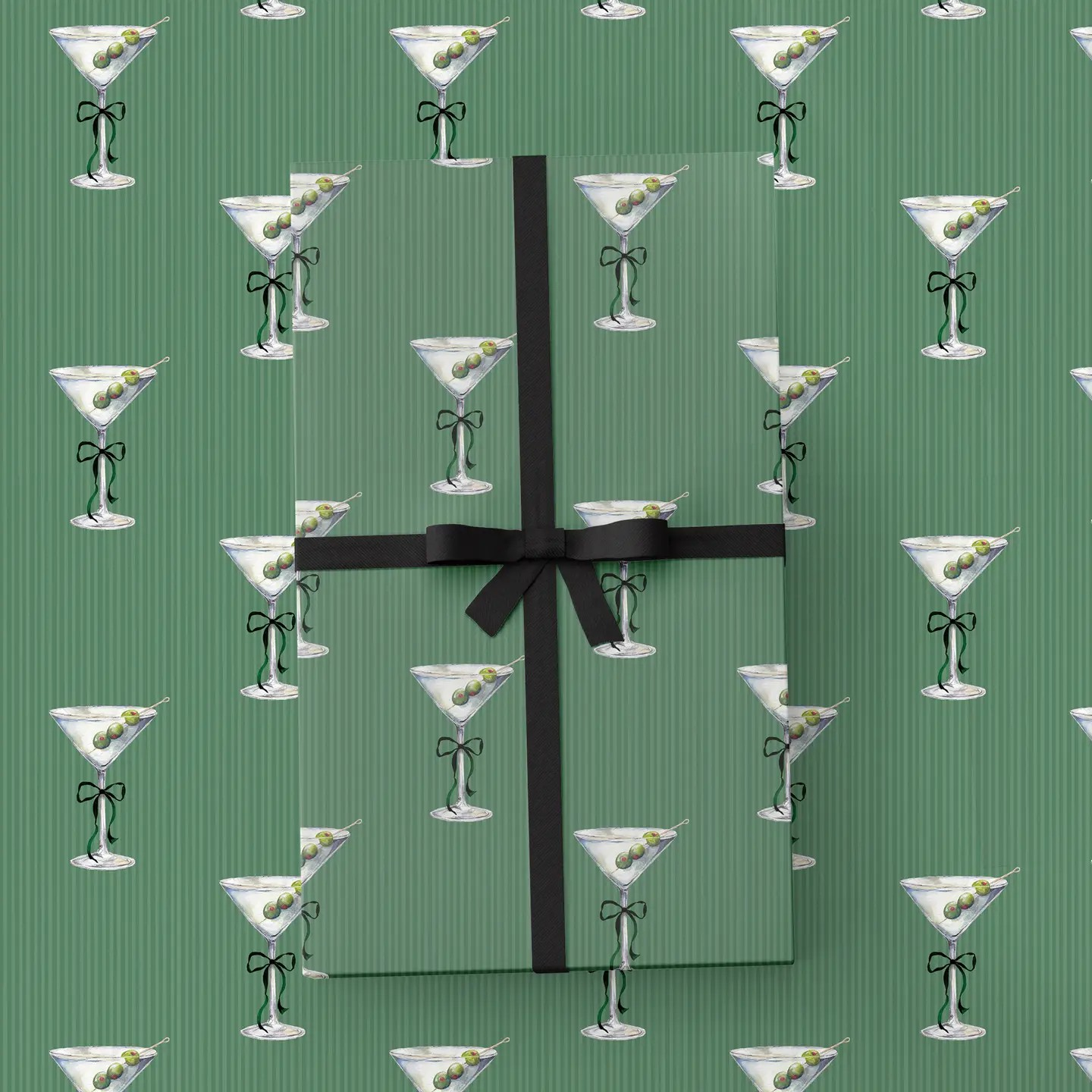 Martini & Bow Holiday Wrapping Paper