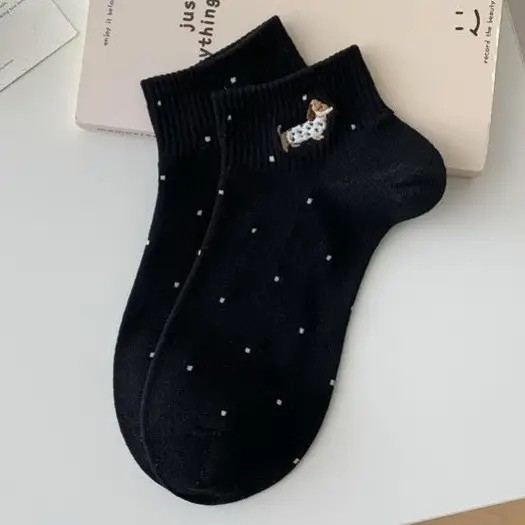 Polka Dot Dog Ankle Socks