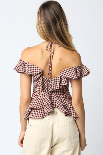 Polly Checkered Ruffle Top