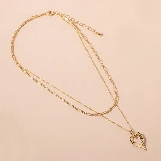 Open Heart Layer Necklace
