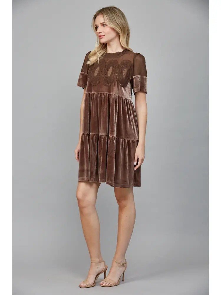Delilah Velvet & Lace Dress