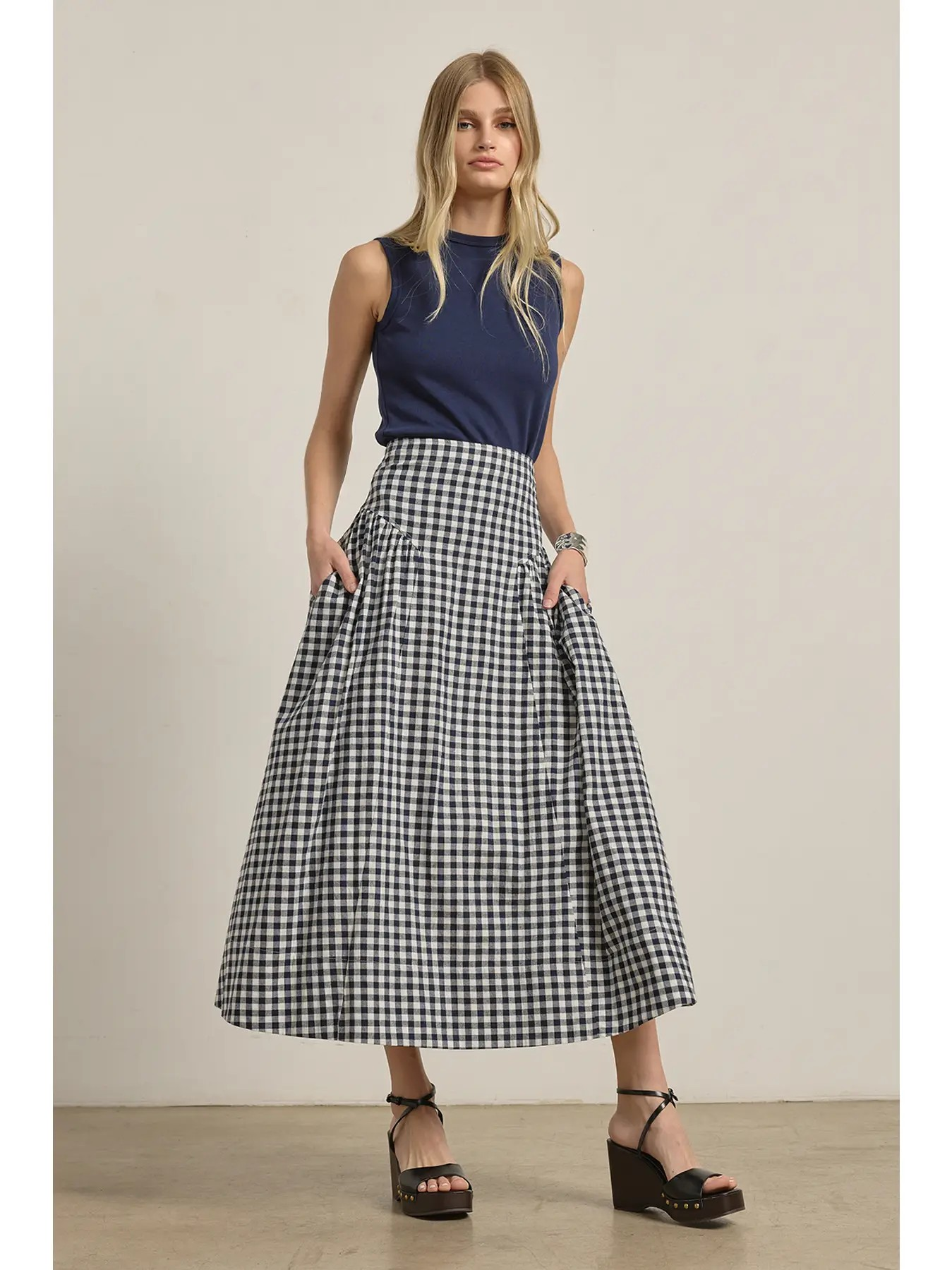 Meadow Gingham Midi Skirt