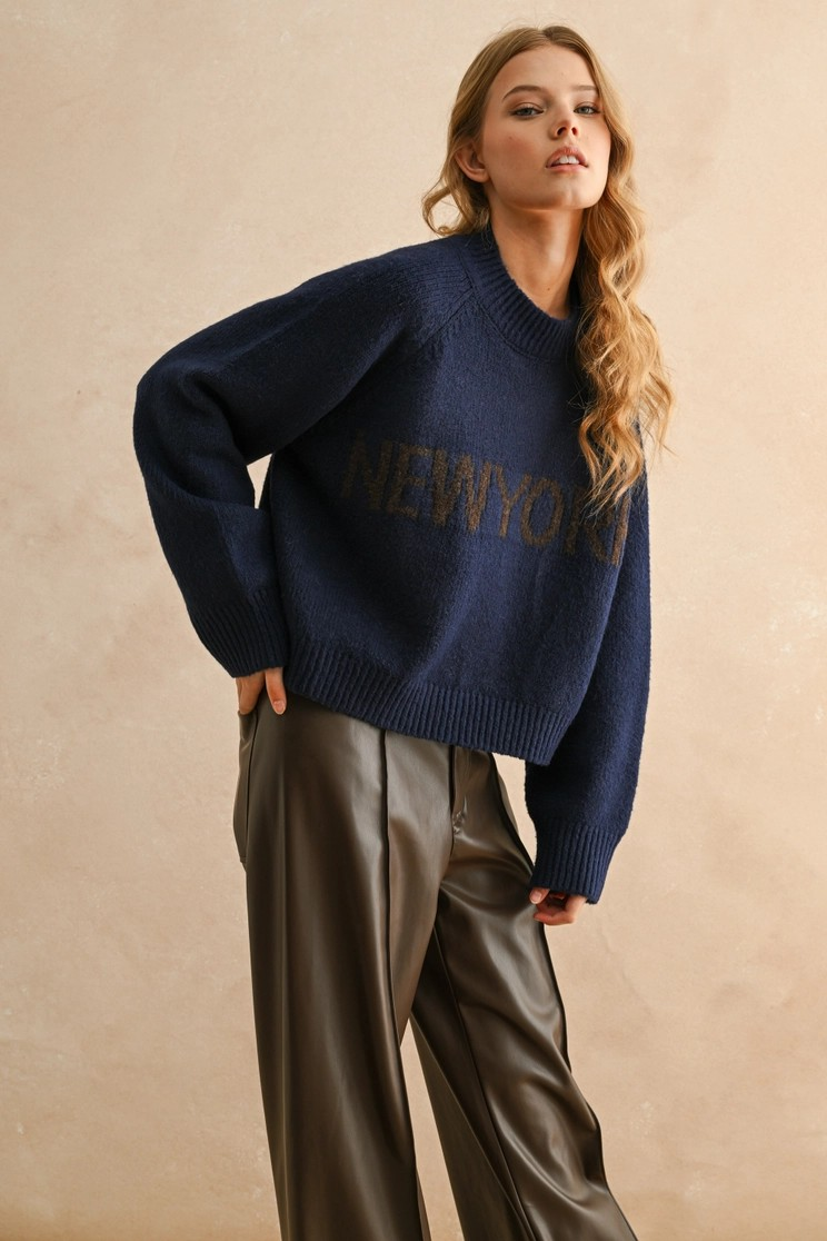 New York Letter Front Sweater