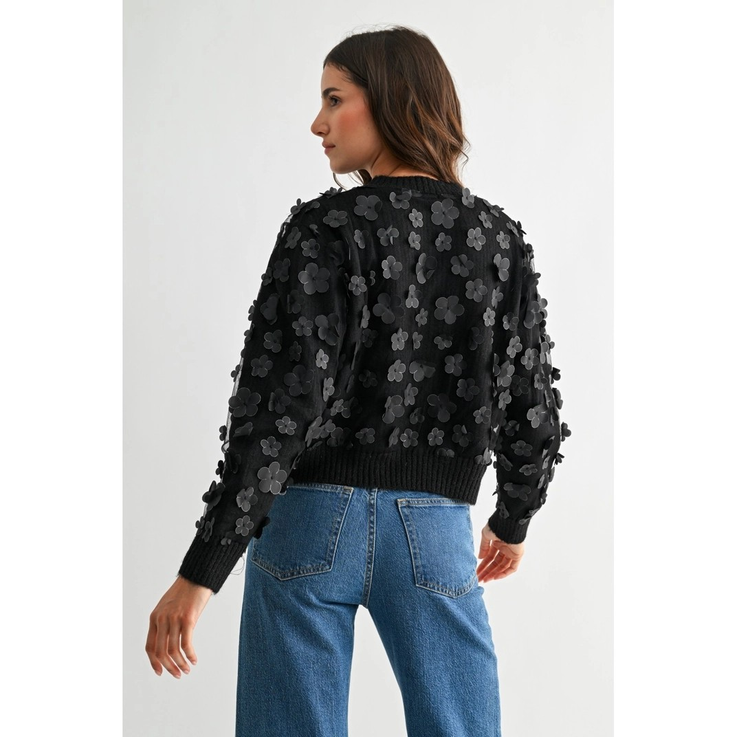 Noir Floral Appliqué Sweater