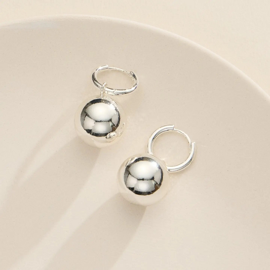 Silver Ball Hoop Earrings