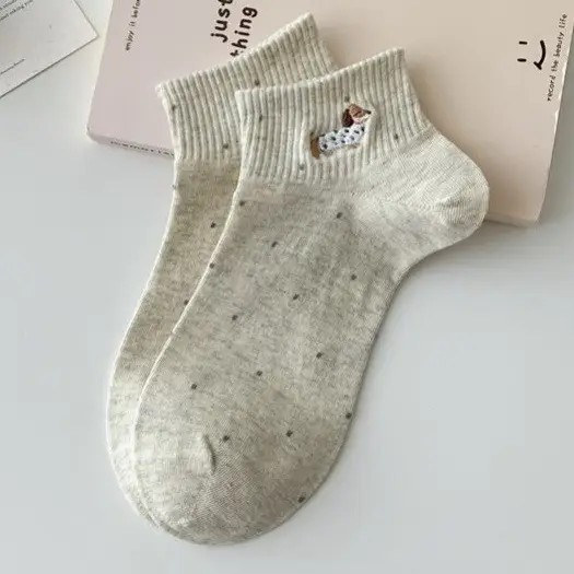 Polka Dot Dog Ankle Socks