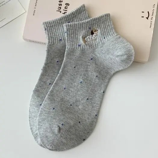 Polka Dot Dog Ankle Socks
