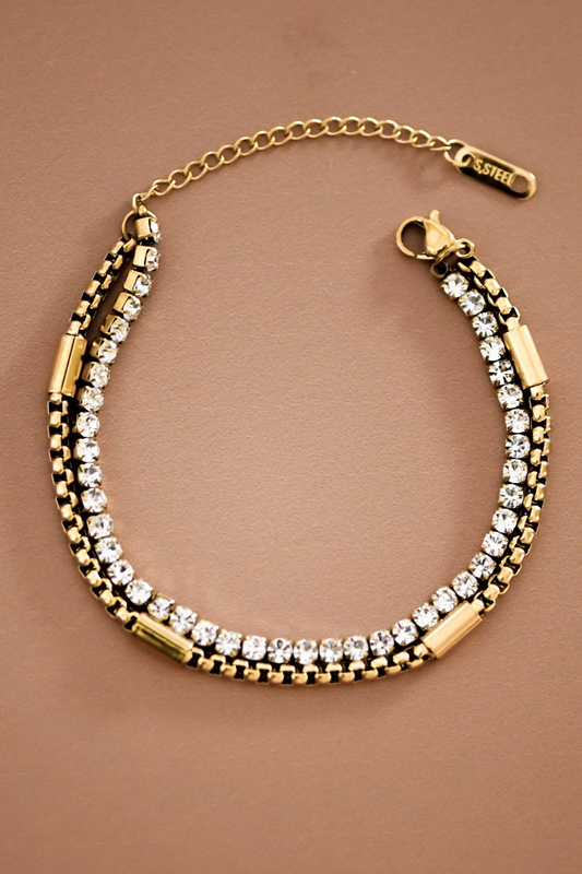 Rhinestone & Gold Bracelet