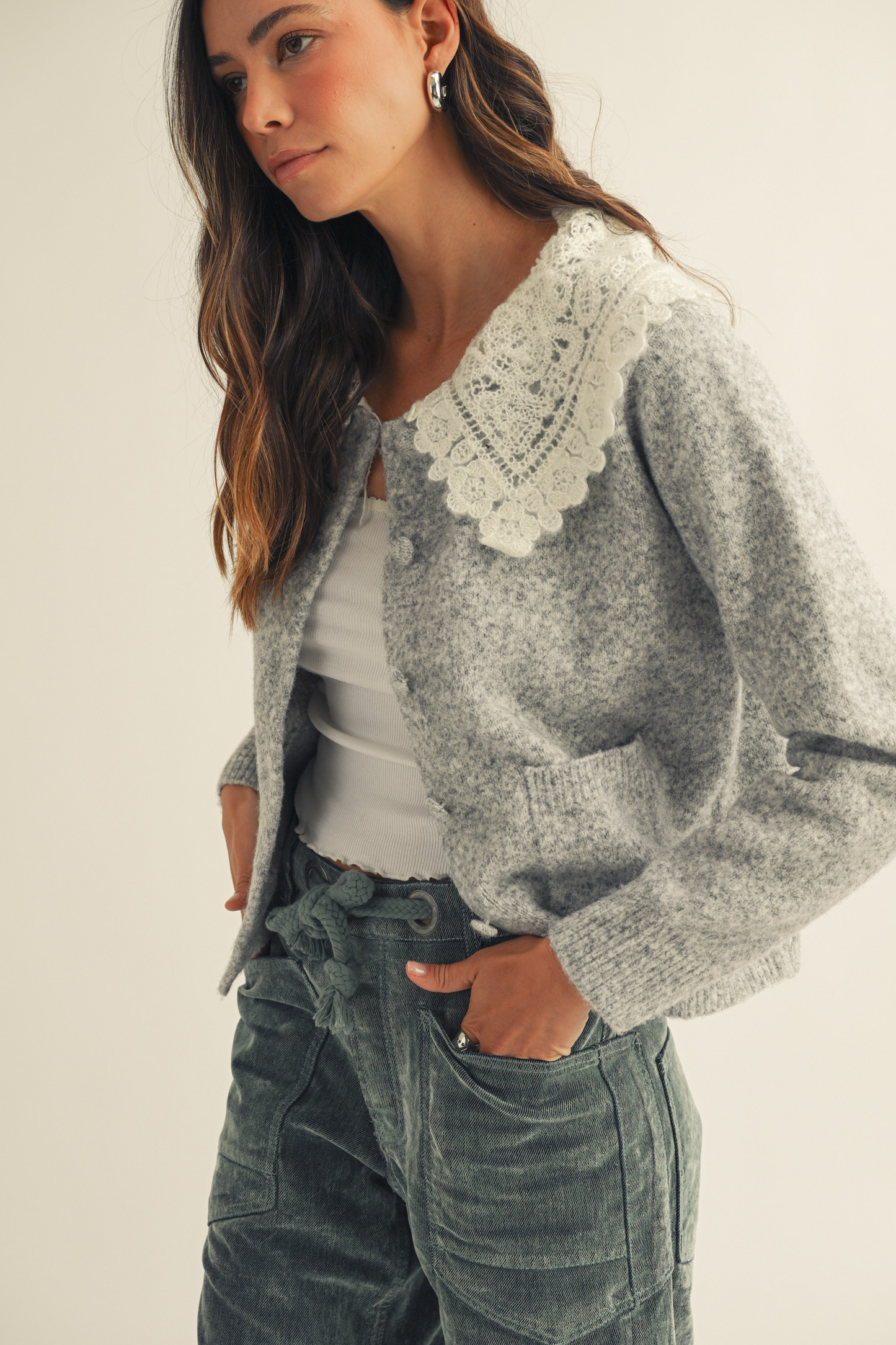 Chloe Lace Collar Cardigan