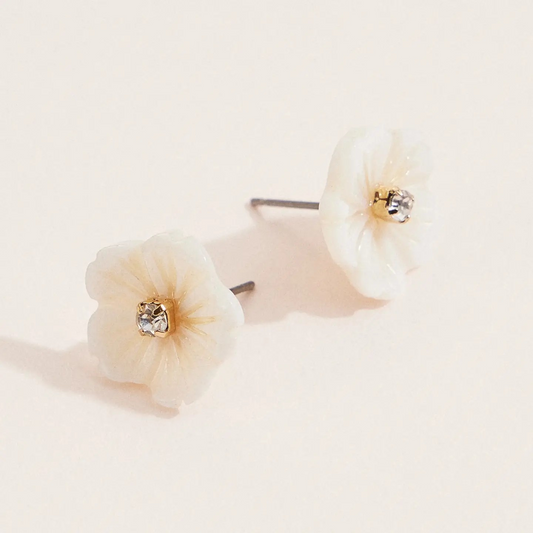 Mother of Pearl Flower Stud Earrings