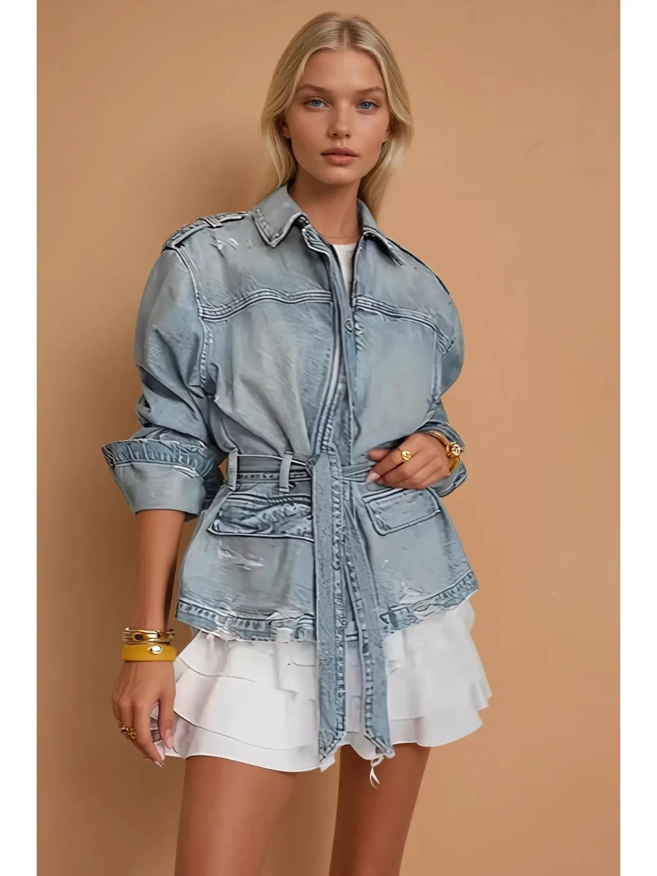 Mattie Belted Denim Jacket