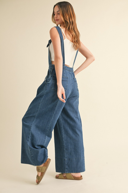 Knotty Wide Leg Overalls