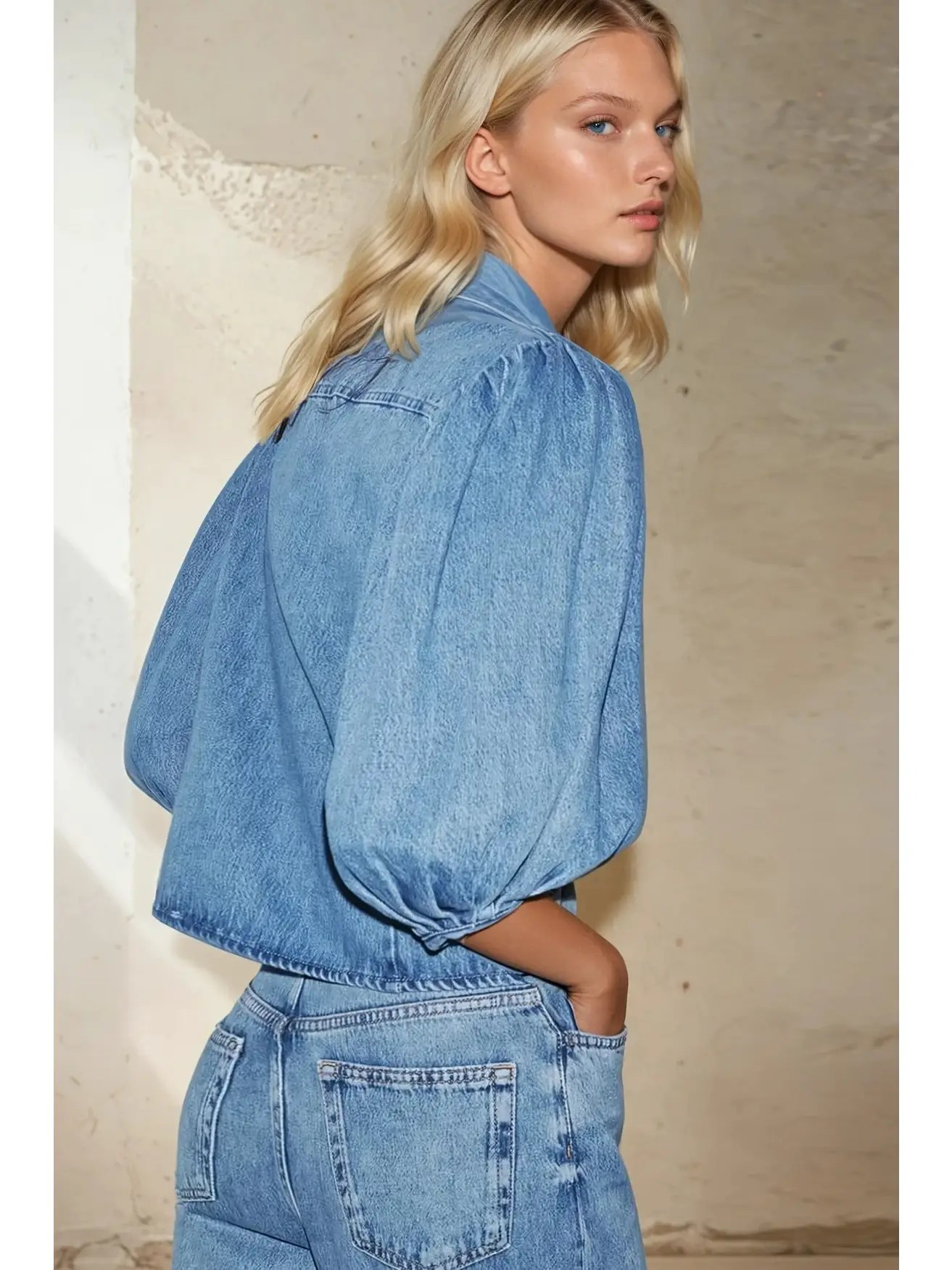 Etta Balloon Sleeve Denim Shirt