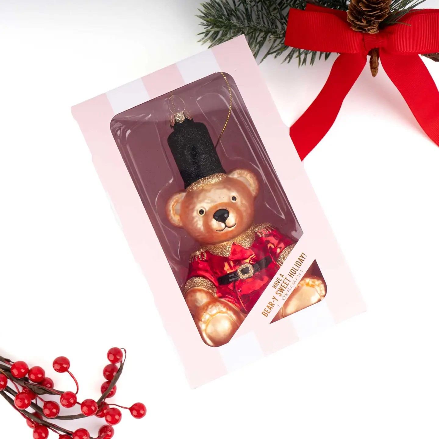 Teddy Bear Glass Ornament