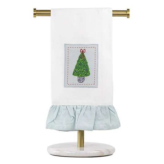 Christmas Topiary Tree Ruffle Hand Towel