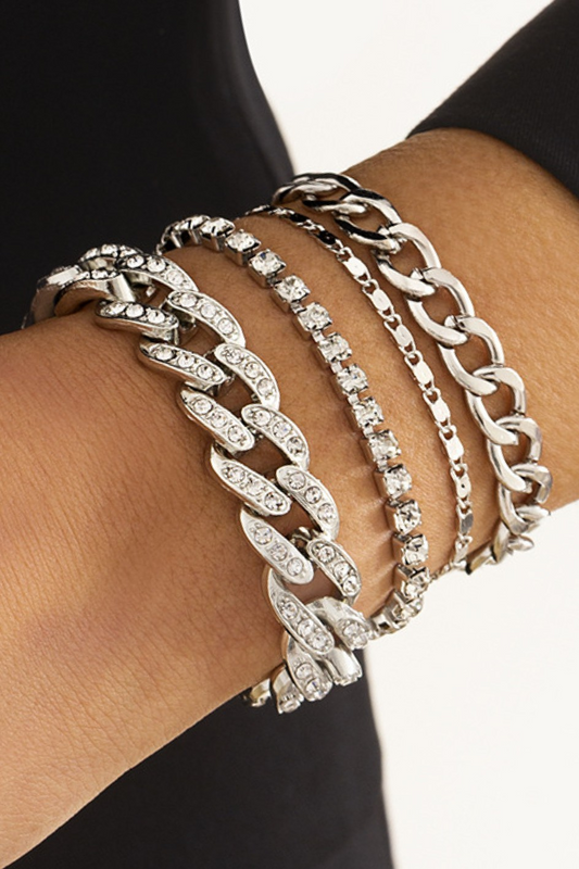 Silver Stacking Bracelet Set