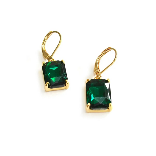 Square Glass Dangle Earrings
