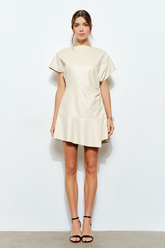 London Side Tucked Faux Leather Dress