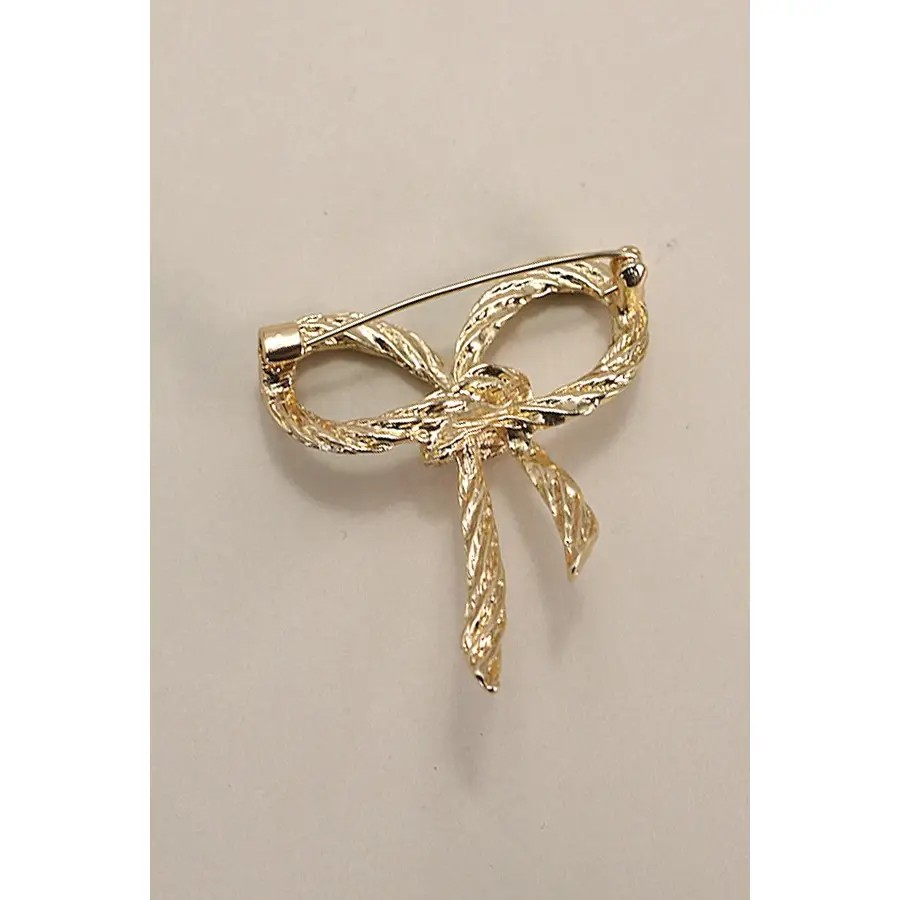 Gold Rope Bow Brooch