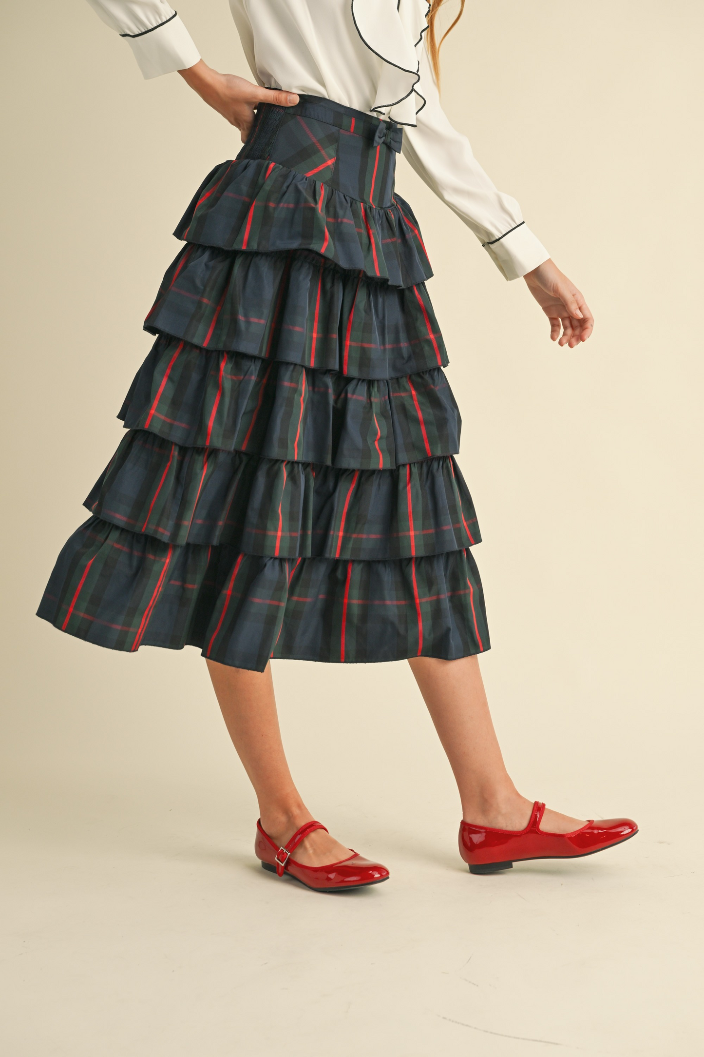 Noel Plaid Midi Skirt