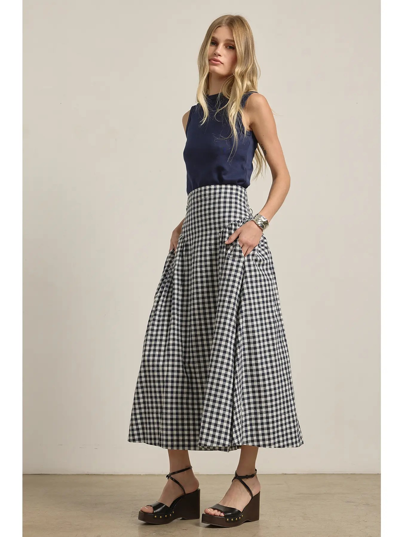 Meadow Gingham Midi Skirt